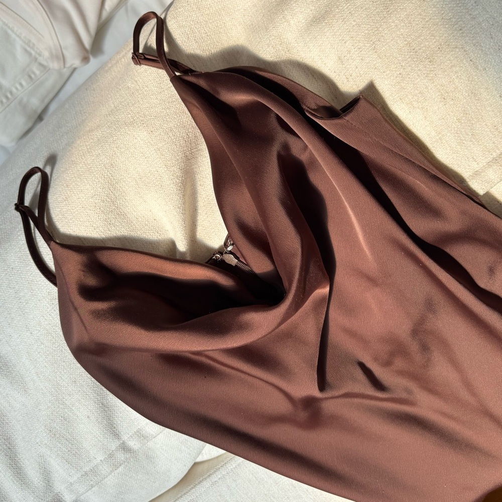 Elegant Brown Satin Dress